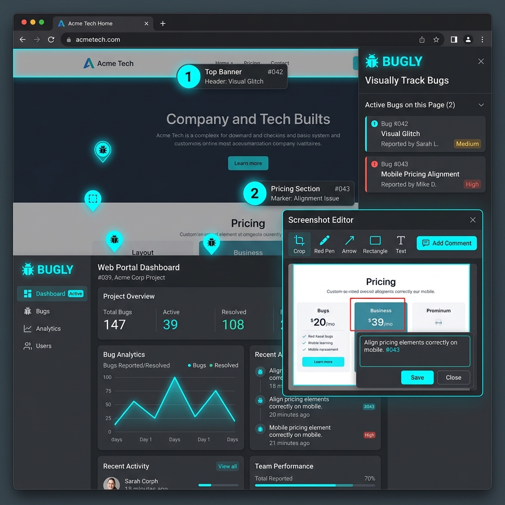 Bugly Visual Bug Tracker Mockup