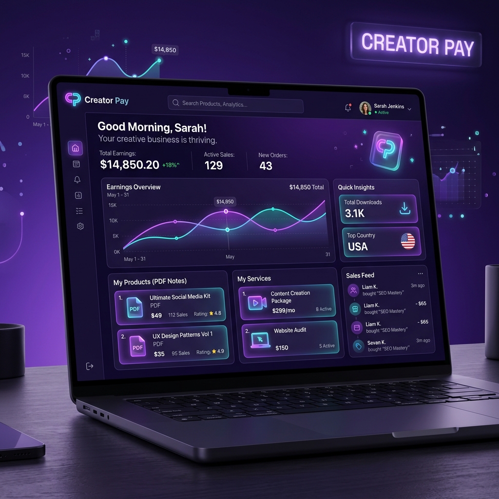 Creator Pay Platform Mockup